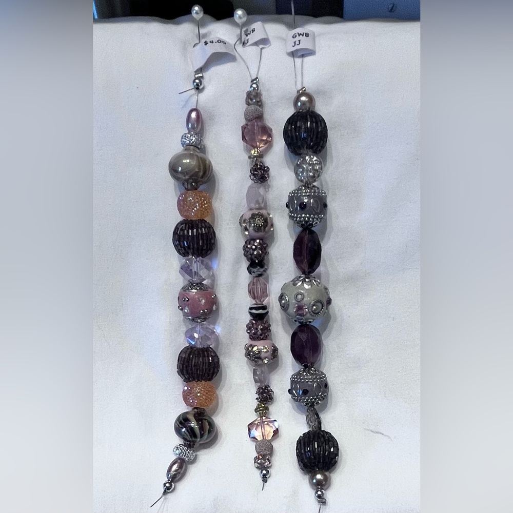 Jessie James Beads. 3 strand set.  Pinks, browns and grey. NWT